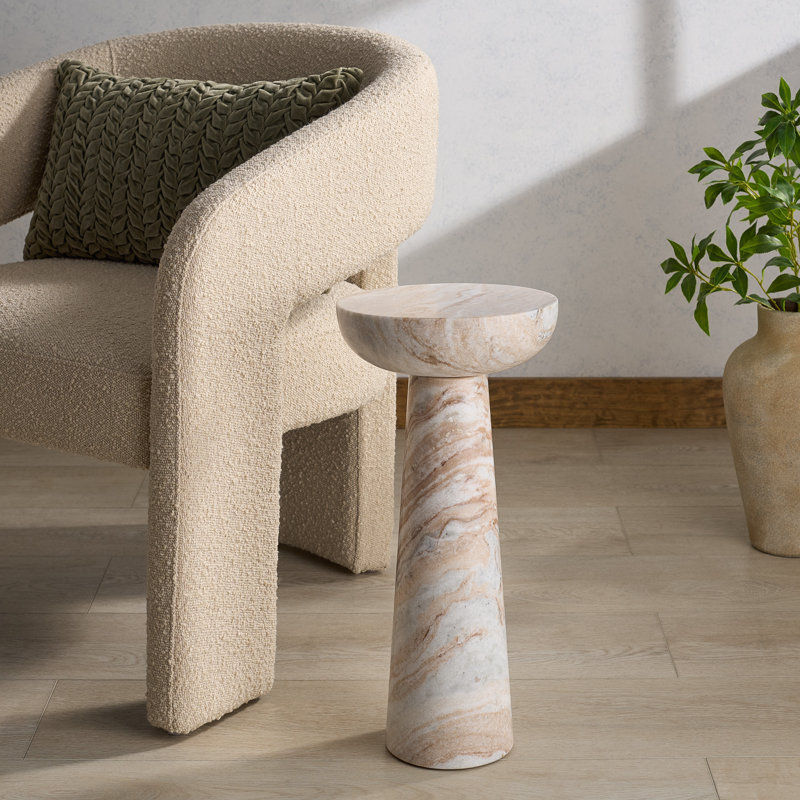Table d'appoint Glendale, Blanc / Brun