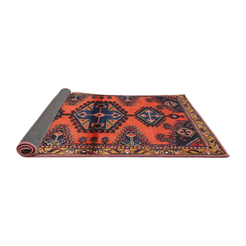 Tapis orange/bleu traditionnel Adamczyk, Rond 5 pi