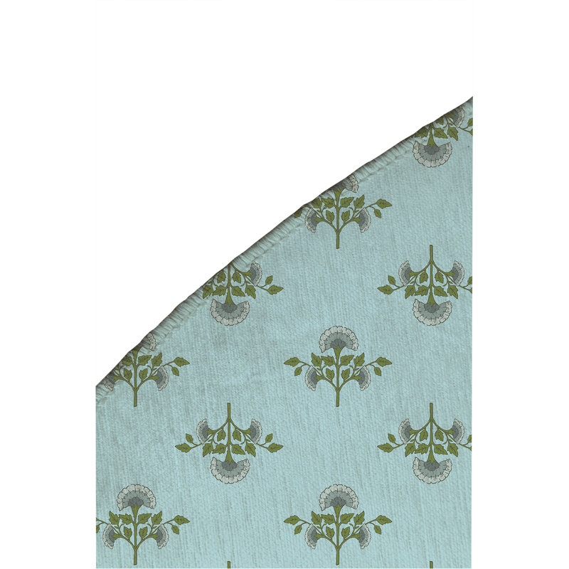 Flora Decorative Outdoor Rug, Blue, Round 5'