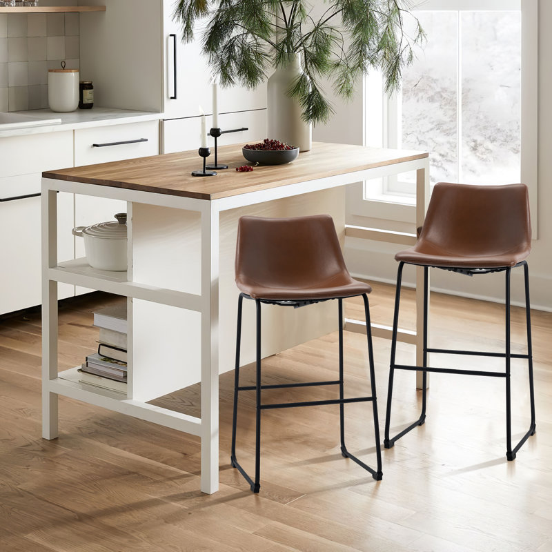 Tabouret de bar, de comptoir et de bar Emonni, Brun, Tabouret de comptoir (siège d'une hauteur de 24 p