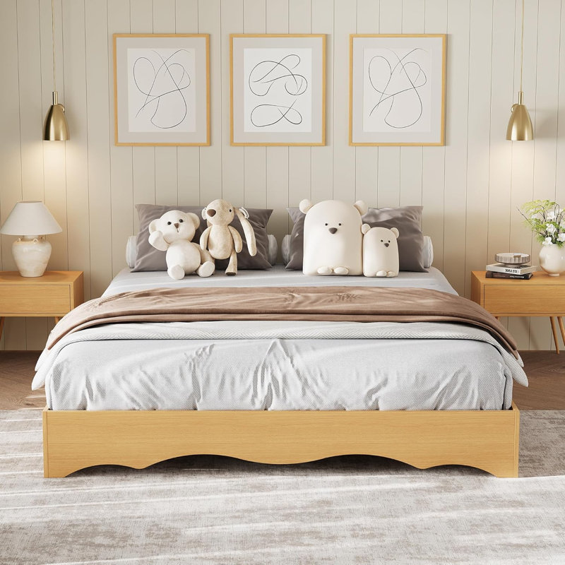 Structure de lit simple en bois TG, Extra-long Twin, Yellow
