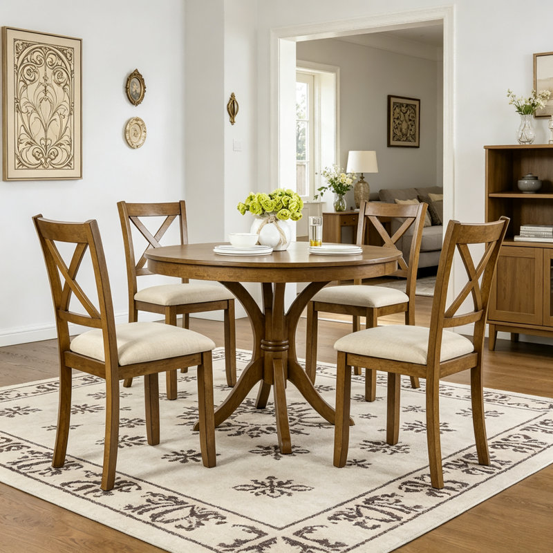 Ensemble de 4 chaises d'appoint rembourrées, Chêne