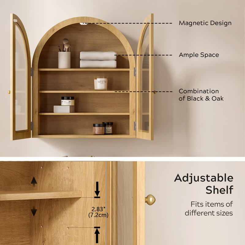 Arch Wall Cabinet, Oak