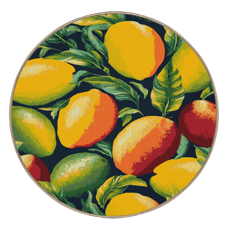  Tapis hawaïen lavable Mangoes, Rond 7 pi