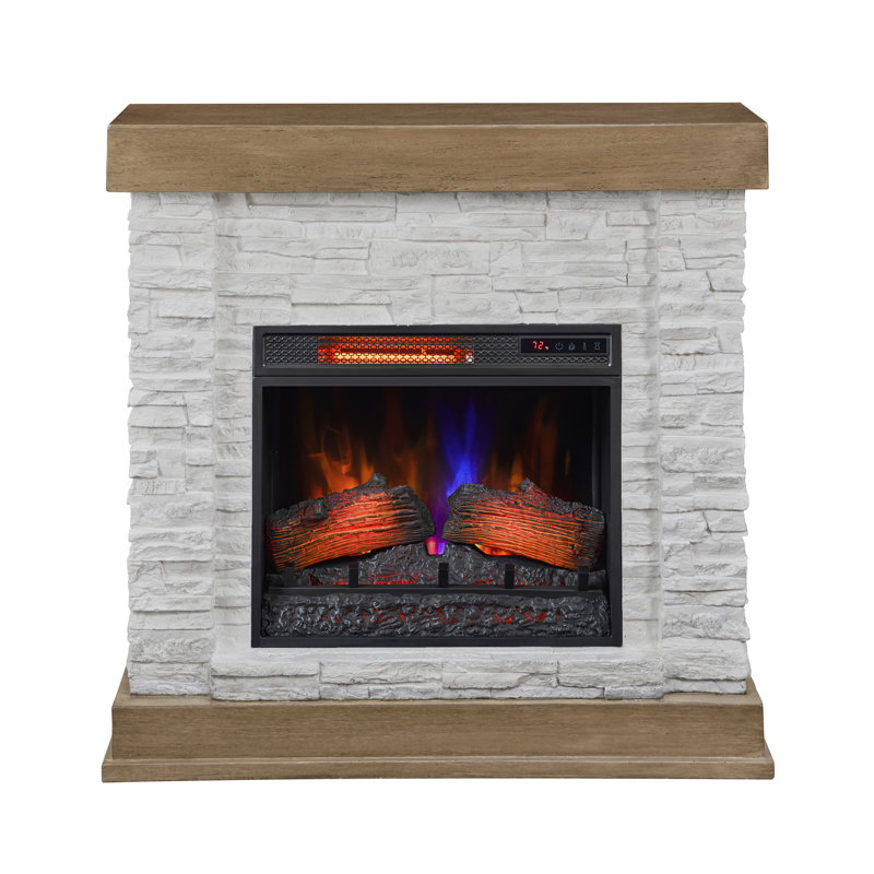 Foyer électrique duraflame, blanc rustique