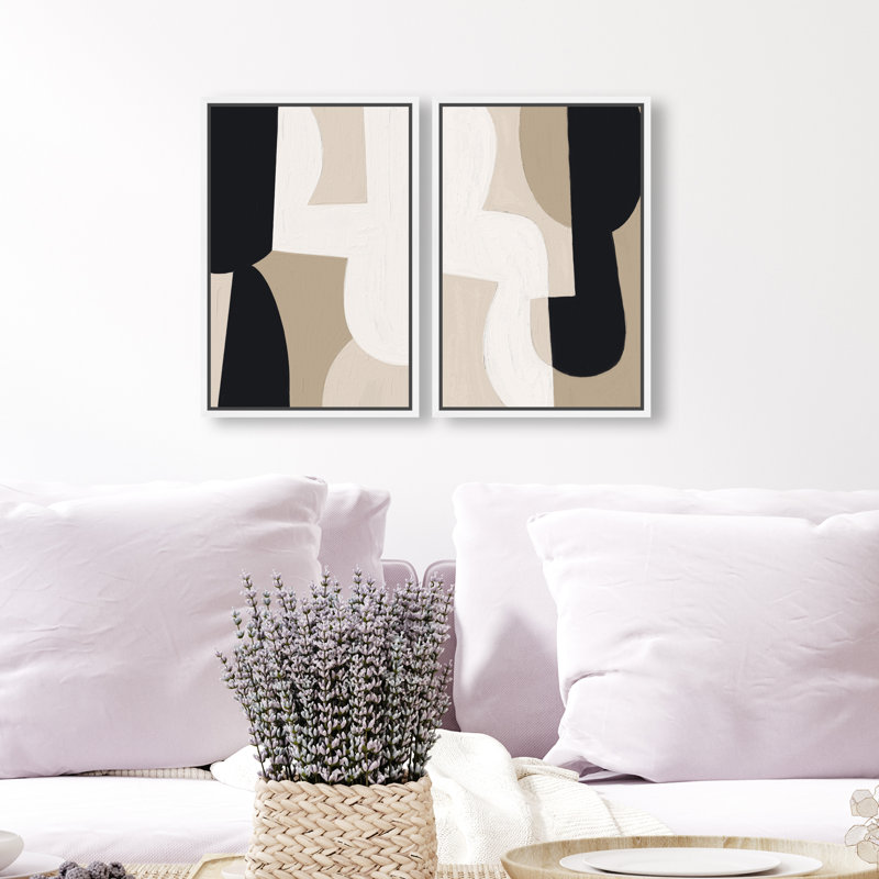 El Modernista Set Abstract Canvas Print by Oliver Gal, Black Frame, 10 x 15, 11"H x 16"W, White Floater Frame