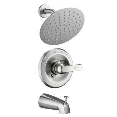 Round Rainfall Shower Head And Handle Set, Along With Tub Trim Kit, Suitable For Delta 1300/1400 And 13/14 Series.(valve& Catridge Not Inclued)