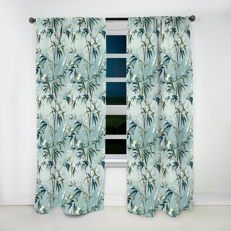 Itzhak Tropical Zen Bamboo II - Tropical Velvet Curtain - Room Darkening - 1 panel, 52" W x 90" L