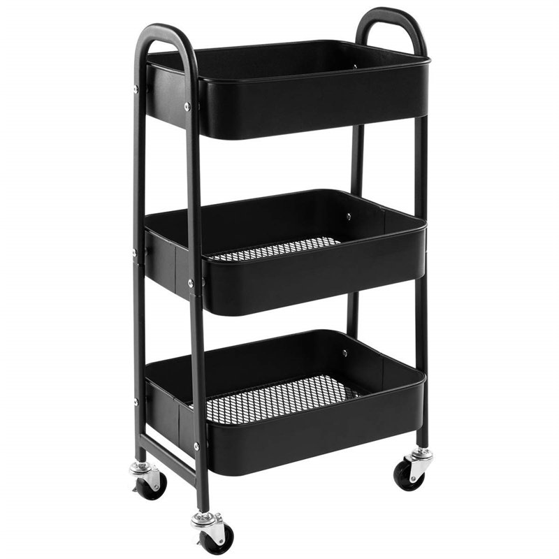 Haleigh 27.5cm H x 27.5cm W Utility Cart with Wheels, Black