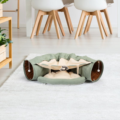 Nid pour animaux de compagnie avec tunnel télescopique Confortable, tissu, coton PP doux, lit extensible pour chat amovible et confortable