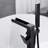 Floor Mounted Bathroom Tub Filler Matte Black With Flexible Hand Shower - Rust Fixture Modern Mount Foldable Rustproof Accessory