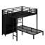 Lit superposé en métal avec bureau pliant, garde-robe à DEL