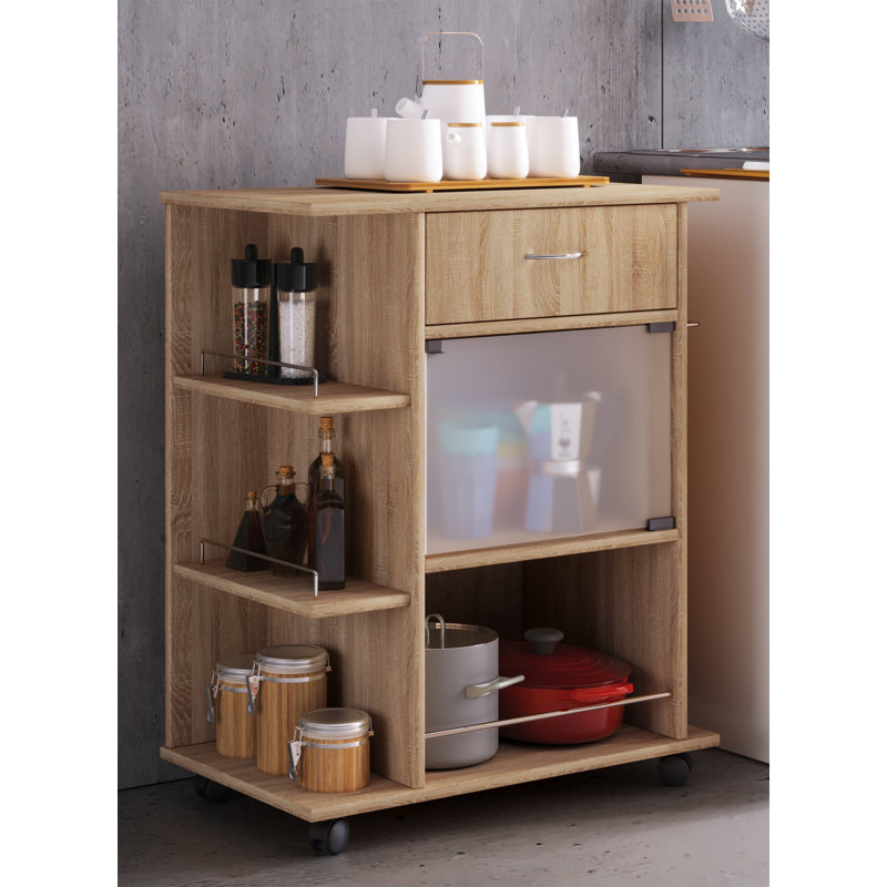 Daviston Wood Kitchen Cart, Beige