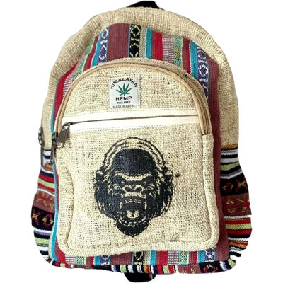 Mini sac à dos HEMP Victoria Bella Himalayan. «Gorilla». Fabriqué à la main. 100% naturel. Sac à dos Hippie BOHO. Sac à dos ouvrier, touriste. Unisexe.