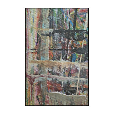 Tapis gris/brun/noir à motifs
