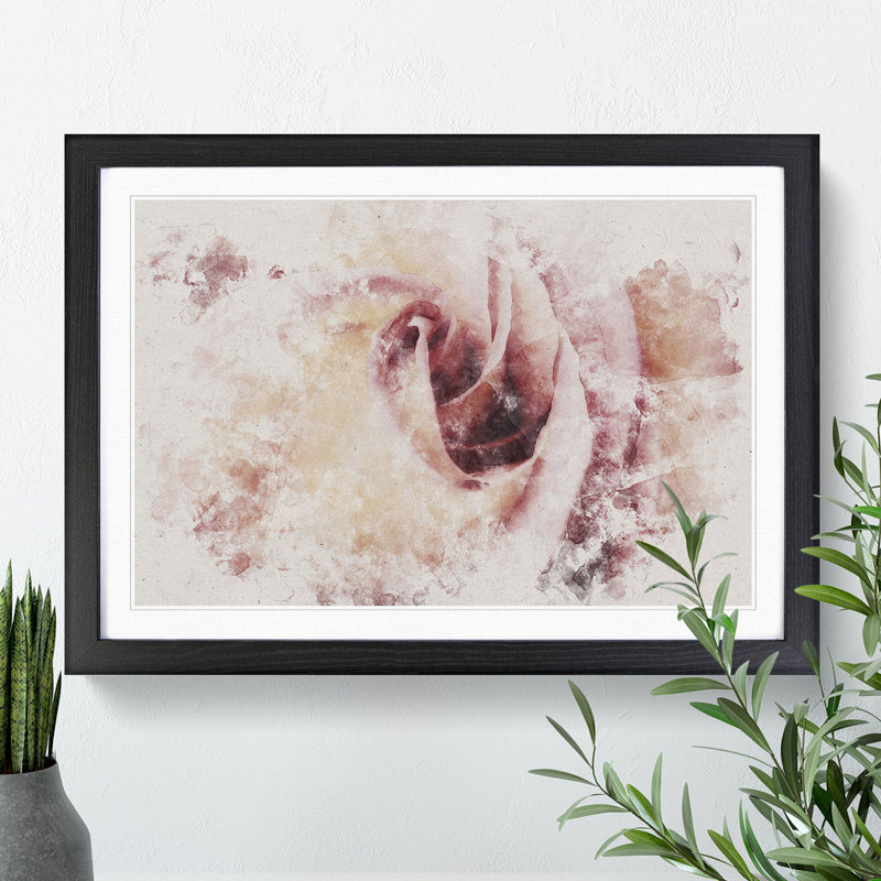 Pink Rose Flower Vol.6 - Picture Frame Graphic Art, Oak Framed, 36cm H x 48cm W x 2cm D