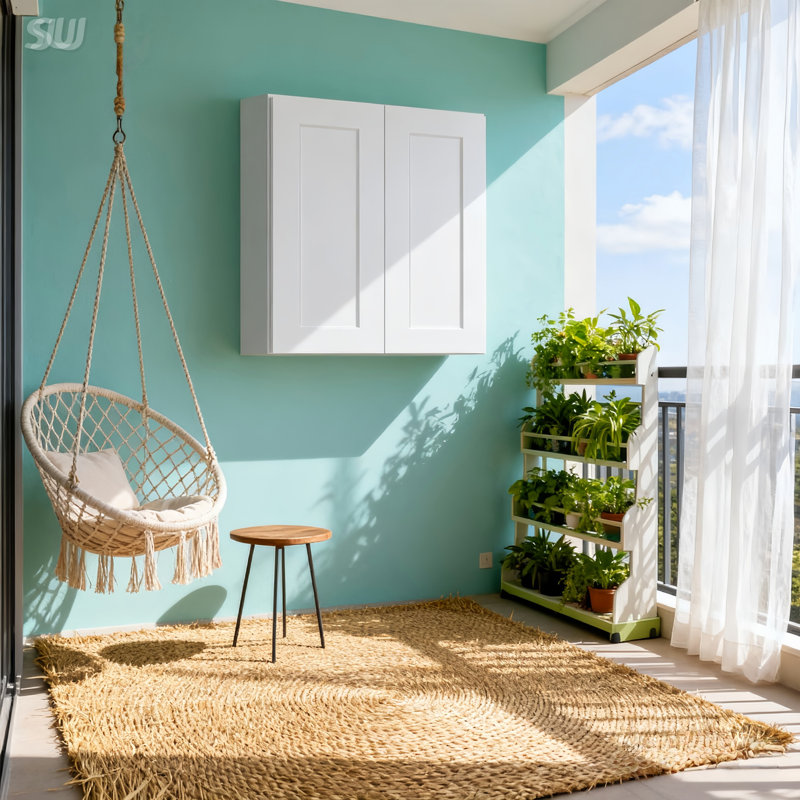 Armoire murale 36 po à 2 portes Shaker avec 2 tablettes réglables, 36" H x 36" W x 12" D