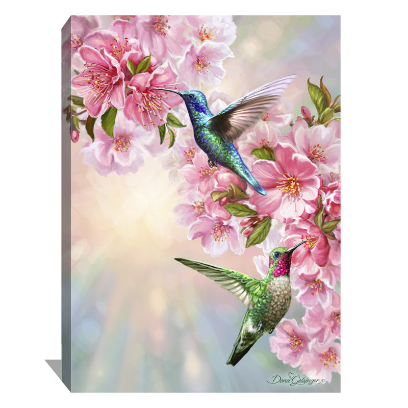 Art mural sur toile Colibris au printemps, H 24 po x l 18 po x P 1 po