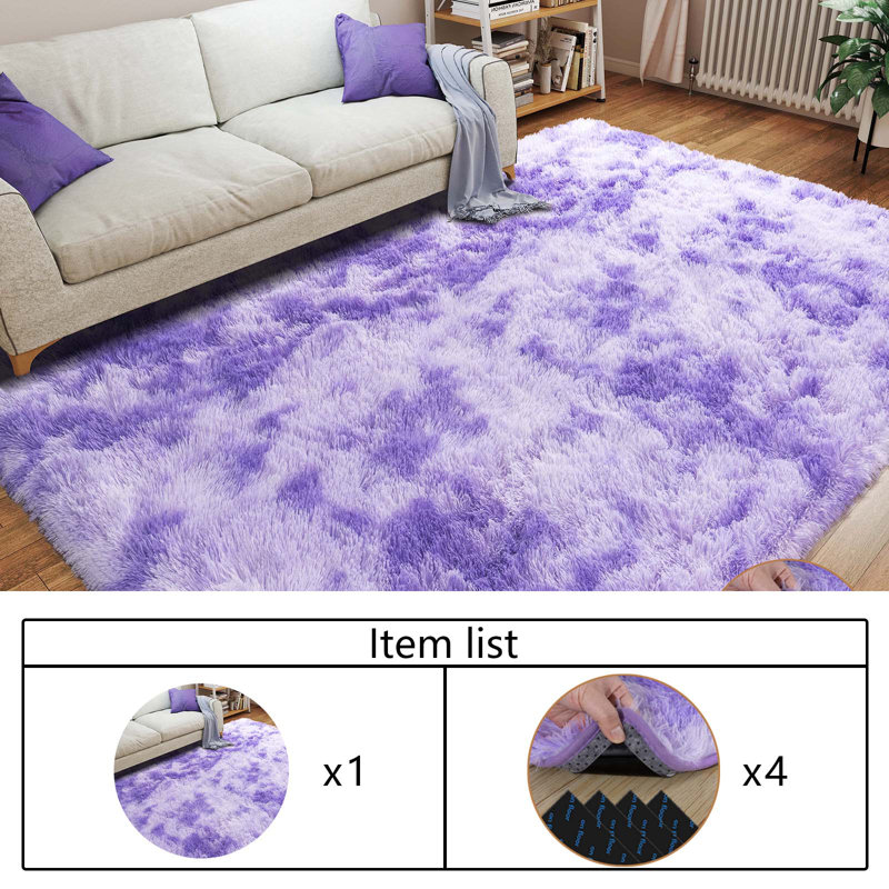 Super Soft Tie-Dyed StarPurple Rug 4x6 ft, Oversized Living Room Rug, Thick Pile Rug, Fluffy Tufted Room Rug For Room Bedroom Large Cozy Fuzzy Rug Room Home Decor Aesthetic Soft Non Slip Rug Decor Aesthetic, Christmas Decor, Halloween Decor