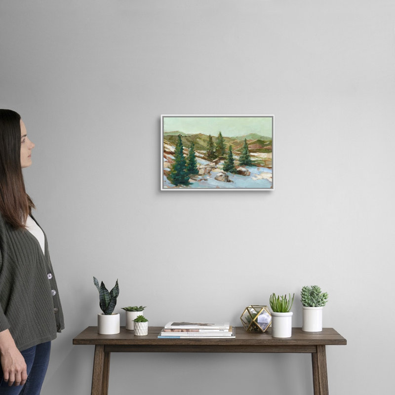 «Spring Thaw I» par Ethan Harper - reproduction d'art sur toile, H 14 po x l 20 po x P 1,75 po, Cadre flottant blanc