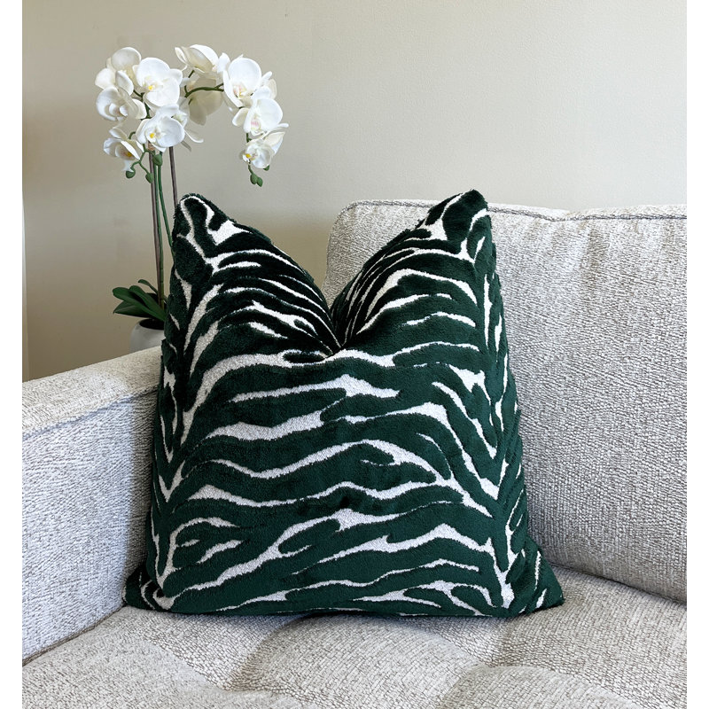 Housse de coussin en velours zébré, Émeraude, H 20 po x l 20 po