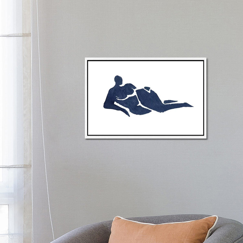 Lying Down by Mike Koubou - Print on Canvas, White Framed, 45.72cm H x 66.04cm W x 3.81cm D