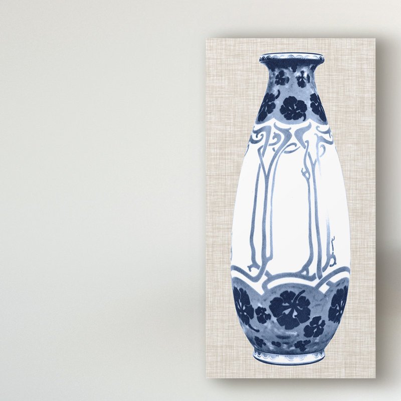 «Blue & White Vase II», reproduction sur toile, H 19 po x l 10 po x P 2 po