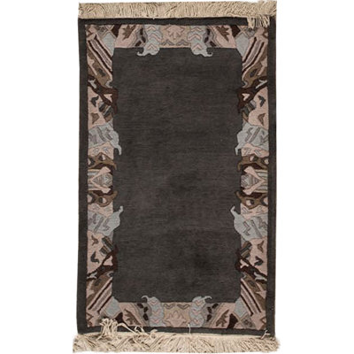 Tapis gris de haute qualité noué à la main