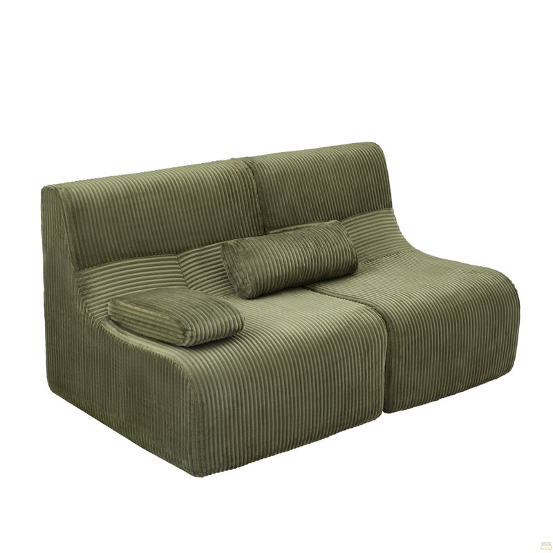 Canapé modulaire 63,7 po Modern, Green Corduroy, Green