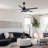 52" Traditional Ceiling Fan With Led Light, Remote Control, 3-Speed & 3-Colour Led, 5000 Cfm Airflow