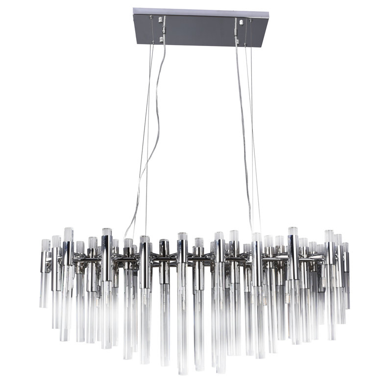 Lustre géométrique unique à 16 lumières Galvan, Chrome