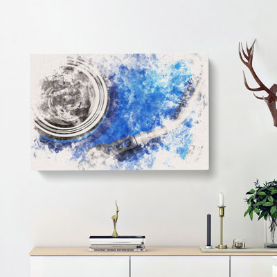 Blue Vinyl Record - Wrapped Canvas Print