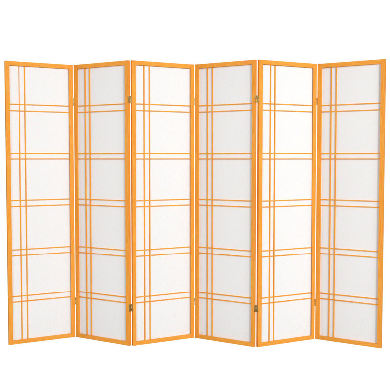 70.5" Tall Double Cross Shoji Panel Room Divider, 6, 6 ft, Black