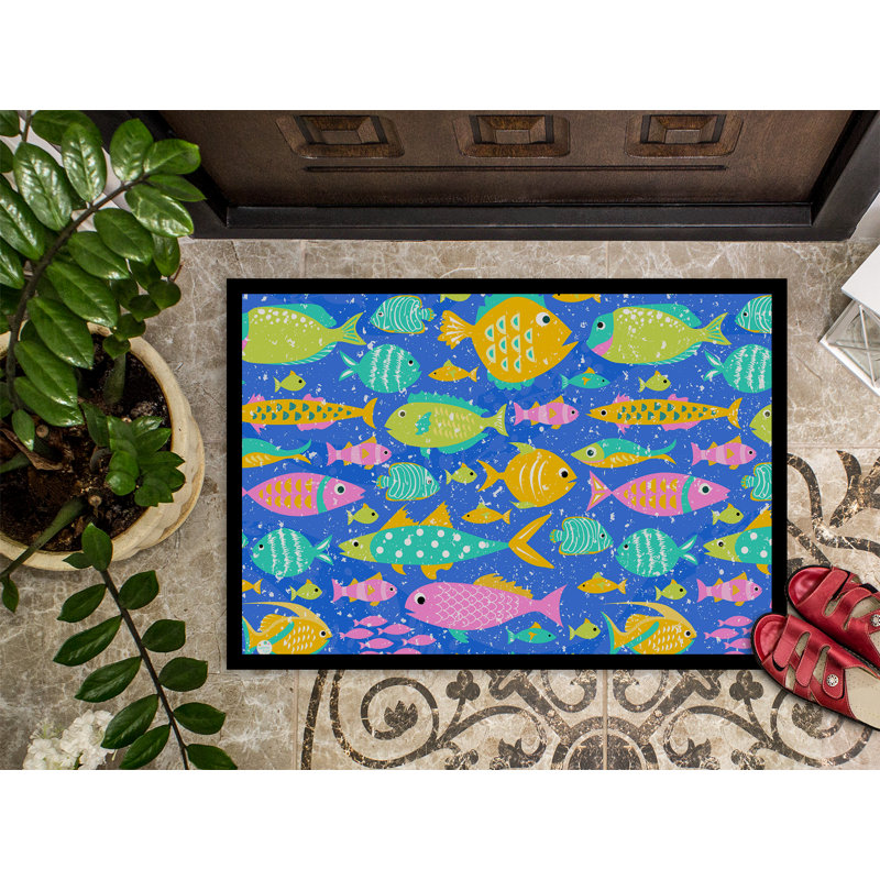 Tapis de porte d’extérieur anti-dérapant little fishs, H 0,2 po x l 36 po x P 24 po