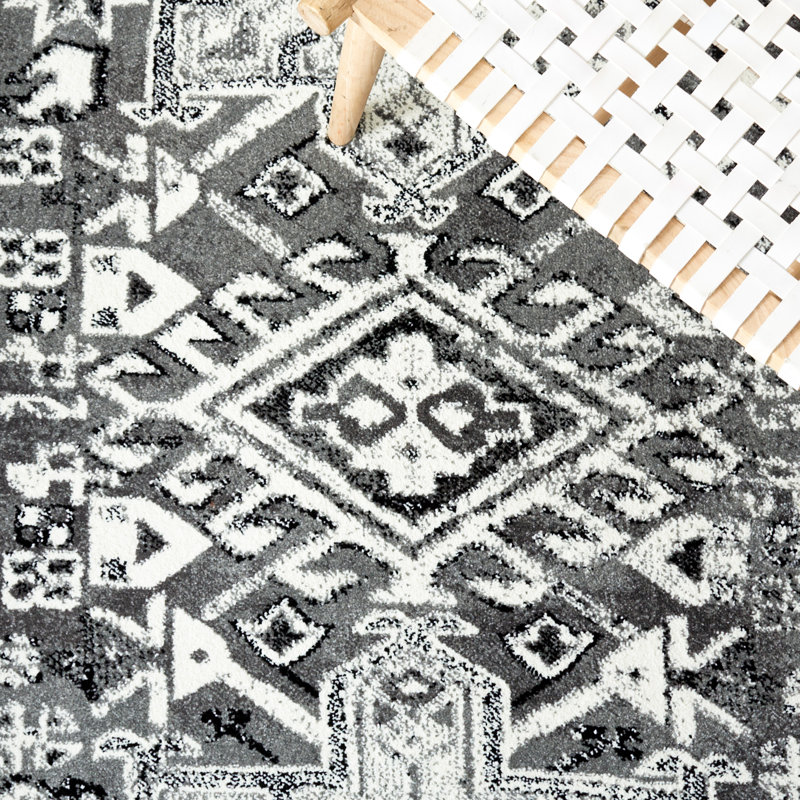 Allanton Oriental Gray/Ivory Area Rug, Rectangle 2'3" x 4'