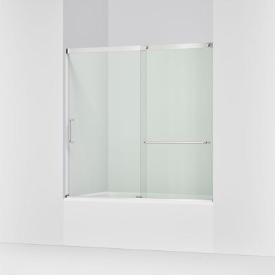 Porte de salle de bain coulissante Elate, H 56-3 / 4 po x l 56-1 / 4 - 59-5 / 8 po, avec verre cristallin épais de 1/4 po