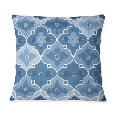 Coussin moderne bleu et blanc quadrilobe IV - Modern