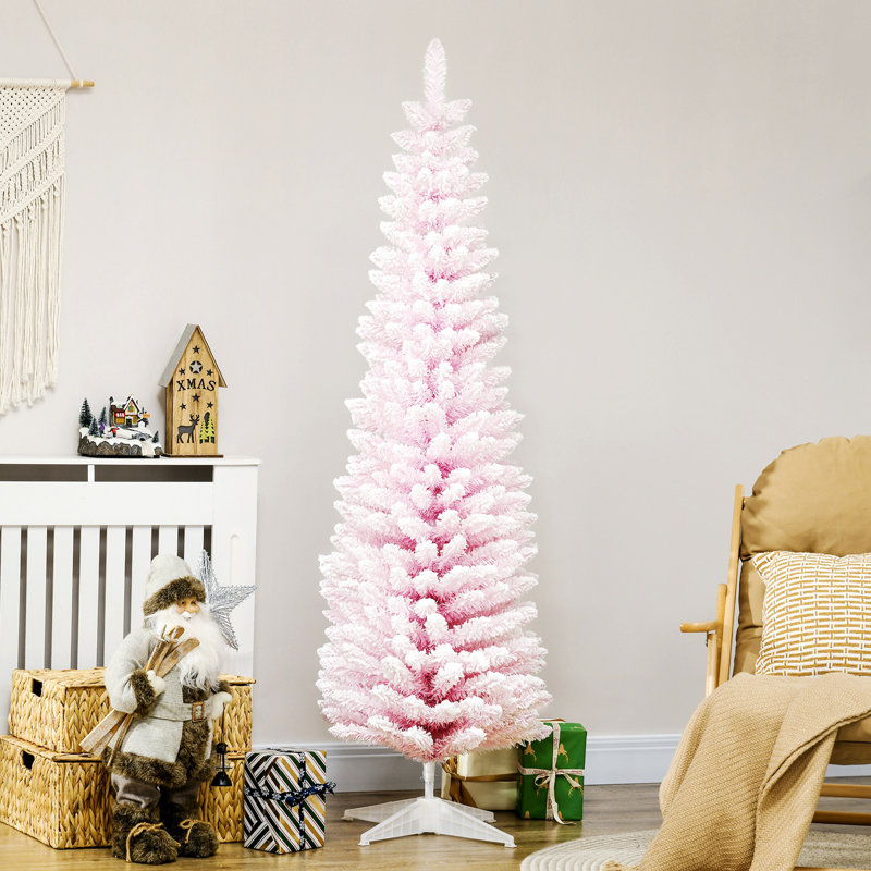 Arbre de Noël neige enneigé, arbre de Noël mince avec branches réalistes et base en plastique, 5.11'