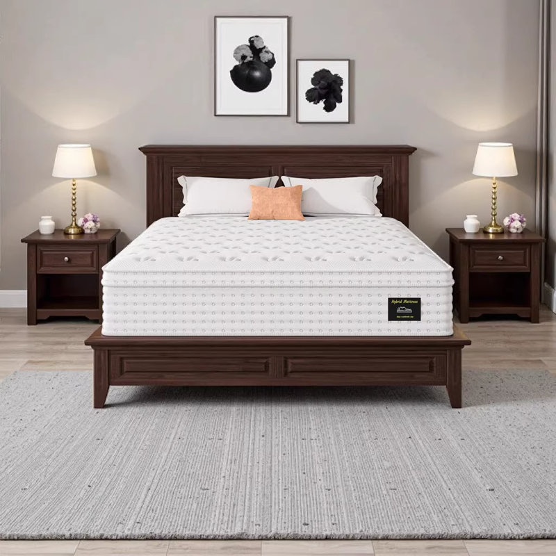 14'' King Size Hybrid Mattress with Memory Foam & Pocket Springs - Fiberglass Free Ergonomic Design for Pressure Relief, White
