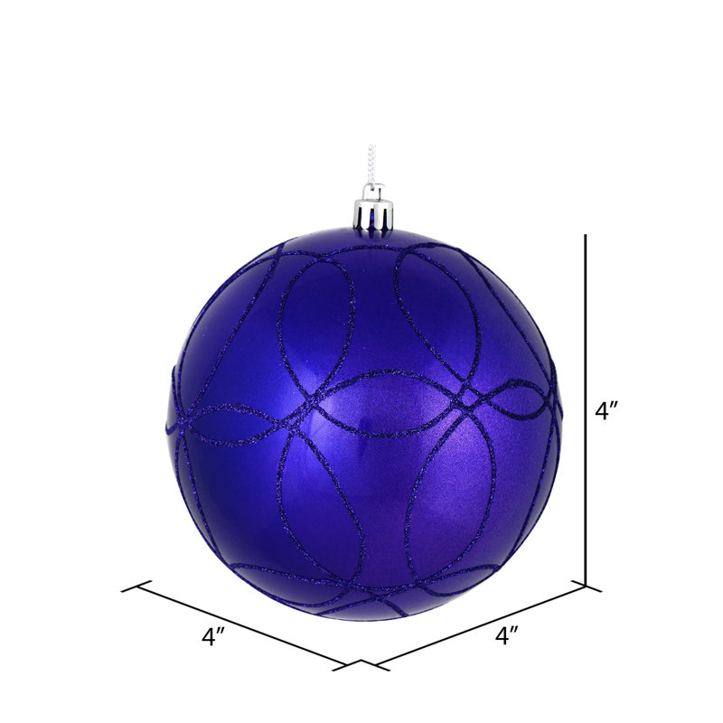 Ornement de bonbons avec motif de paillettes circulaires, Mauve, H 4 po x l 4 po x P 4 po