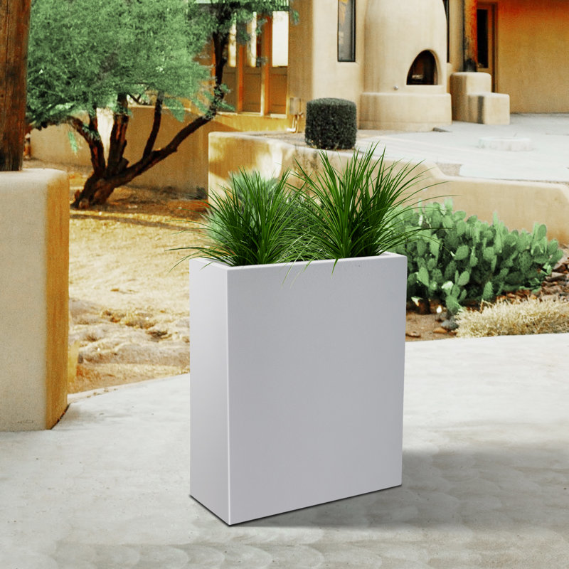 Pot à fleurs en béton Khody, Blanc pur