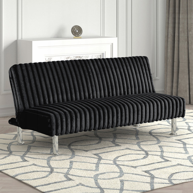 Pieds en métal de style contemporain se transformant en lit avec pieds en métal au fini noir, Noir