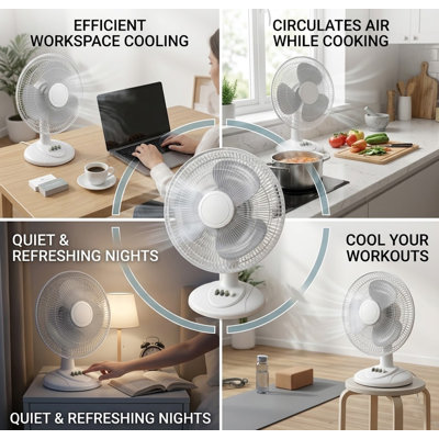 Fan Oscillating Table 12" White