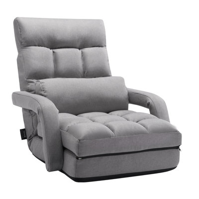 Floor Chair with 5 Adjustable Position and Armrest Floor Gaming Chair Gray by Trule