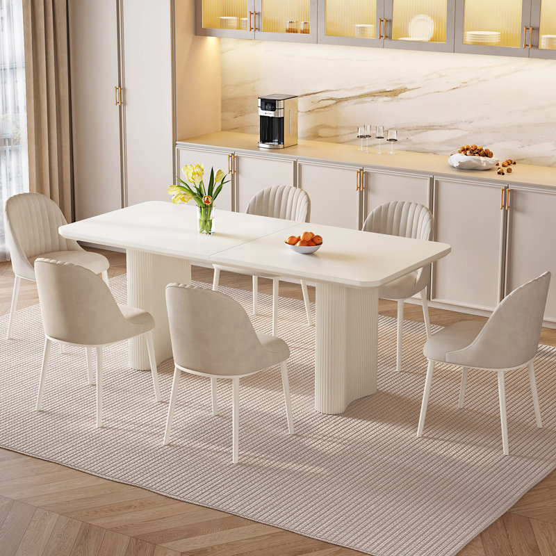 Guyii 62.99" Rectangle Cream White Dining Table For 6,Modern 6 Seater Kichen Table for Kitchen, Bar, Dining Room, White