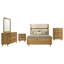 Ensemble de chambre à coucher Vangundy 5 pièces, entièrement recouvert de tissu crème, style milieu du siècle, chêne clair-1148840886-1148840887