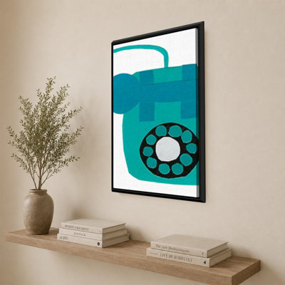 Retro Telephone Blue by Jen Bucheli - Graphic Art on Canvas