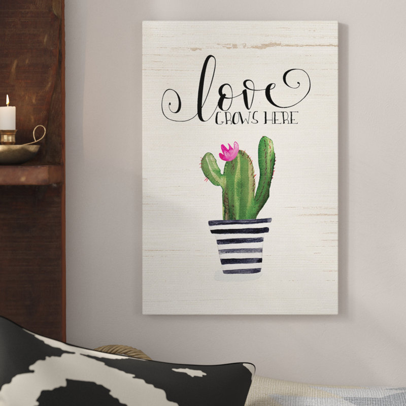 «Love Grows Here Cactus», impression, H 20 po x l 16 po x P 1,5 po, Toile tendue