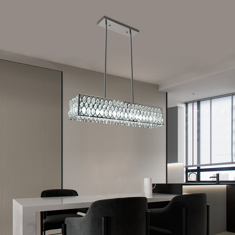 Luminaire suspendu en cristal 6 têtes pour îlot de cuisine