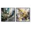 Cascade verte et dorée - ensemble de 2 collages carrés abstraits-1865409721-1865409726